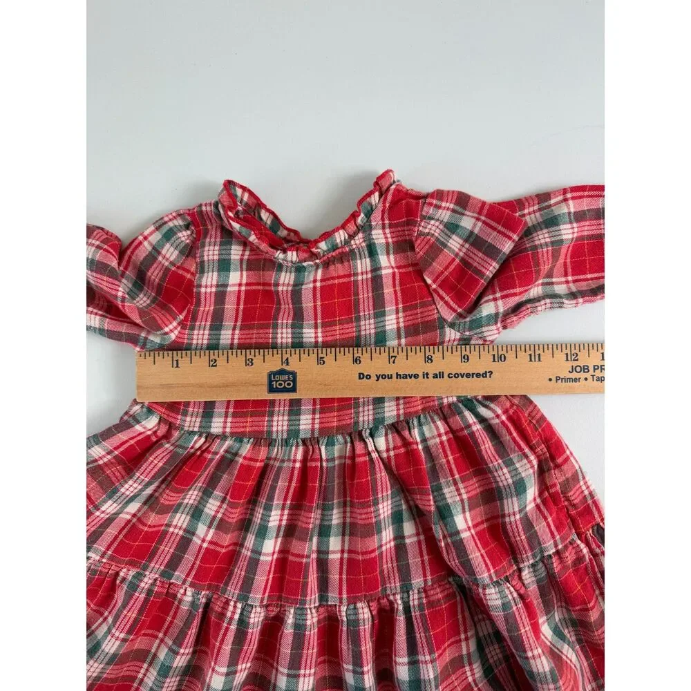 Cat & Jack Baby Girl Plaid Flannel Dress Long Sleeve Red Green Size 18 Months